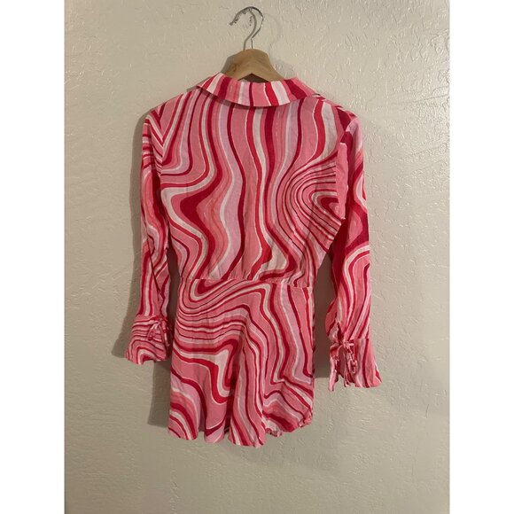 Zara Retro Cutout Linen Psychedelic 70’s Swirl Mini Dress - Picture 13 of 13